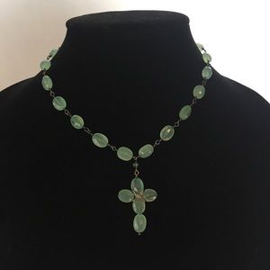 Semi precious stone and sterling silver cross